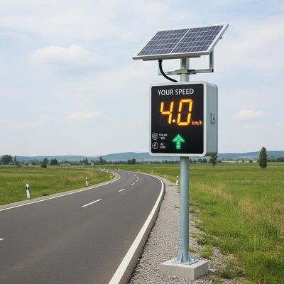 40C To 70C 2 digits Solar Powered Radar Speed Feedback Sign Featuring Solar 12V Or AC 220V Power Source For Road Safety