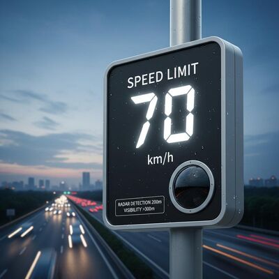 More Than 300 Meters Visibility Range Digital Speed Limit Signs With IP54 Waterproof Level and Radar Detection Distance 200 Meters