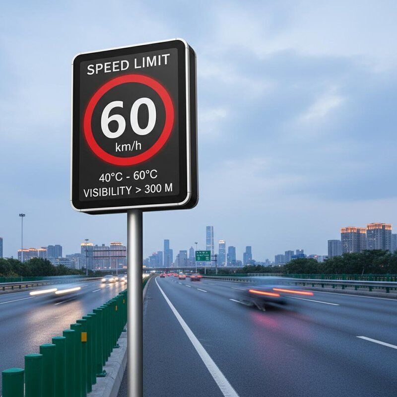 40°C To 60°C Digital Speed Limit Signs Visibility Range More Than 300 Meters Traffic Sign Suitable for Urban and Highway